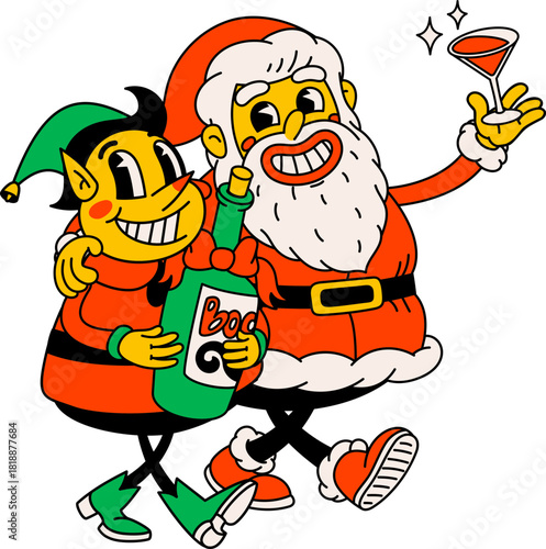 santa and elf celebrating