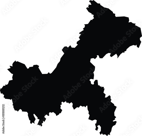 Canvas Print Chongqing Region of China Isolated Map Silhouette