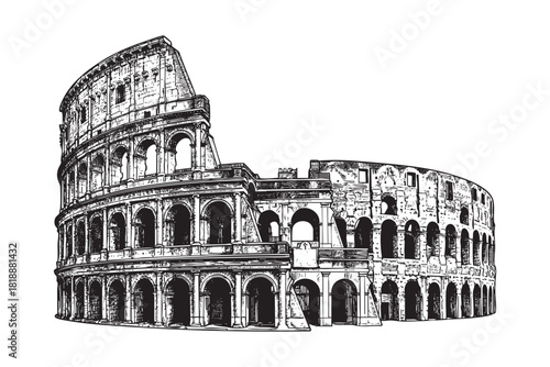 Colosseum – Rome, Italy, engraving vector style