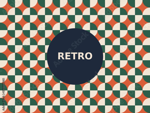 Colorful retro pattern with geometric shapes and vibrant colors in a unique design