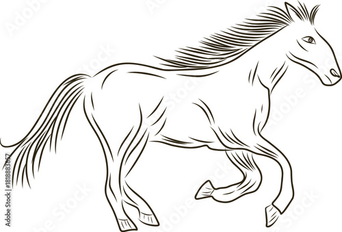 Horse vector illustration. Gallopin horse. Character for 2026, Chinese New Year symbol.