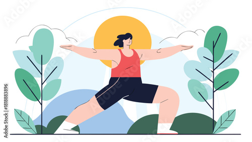 Serene person practicing yoga in a peaceful mountain pose embodying mindfulness and well being perfect for wellness and fitness themes