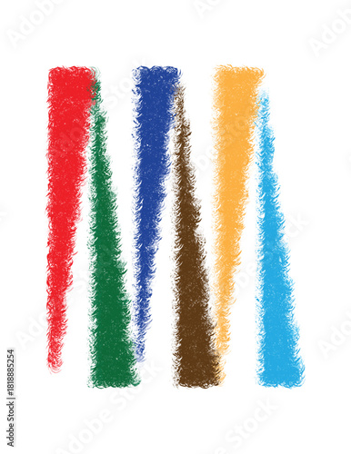 Zigzag Colored Brushstroke Abstract Art in M Shape with Vibrant Textured Lines