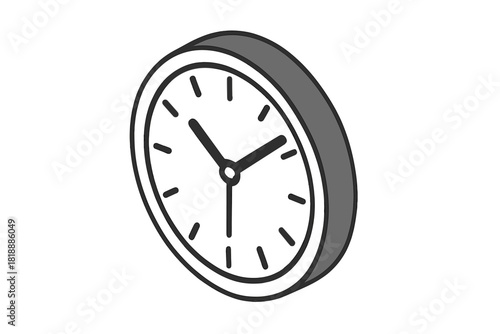 Simple isometric clock representing time management deadlines and scheduling