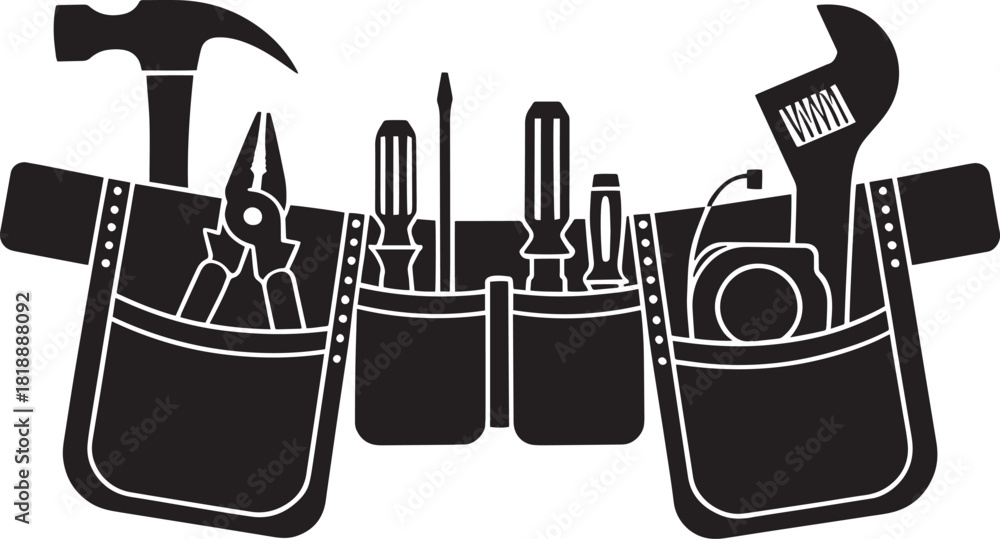 Εκτύπωση καμβά Worker with a construction tool belt filled with essential hand tools for variou