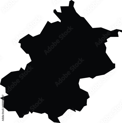 Beijing Region of China Isolated Map Silhouette