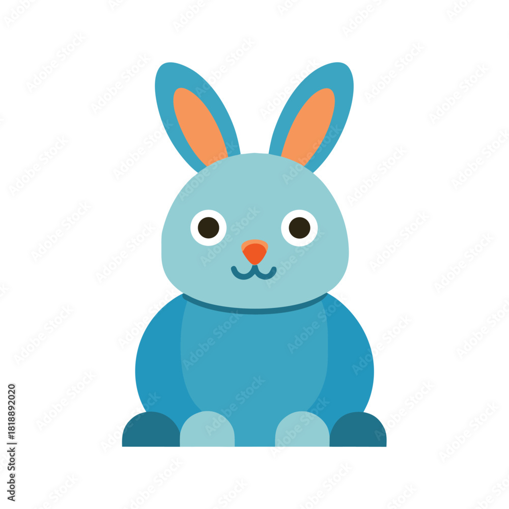 Obraz premium Cute Rabbit Character in Flat Pastel Style Simple Animal Icon Line Art Vector illustration