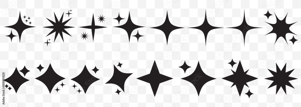Φωτογραφία Sparkle star icon set simple star burst symbol transparent png and vector illustration shimmering four pointed star icon set sparkles star symbols vector bright sparkle star sparkle shiny flash