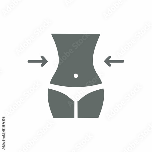 Slim body silhouette with inward arrows indicating weight loss concept