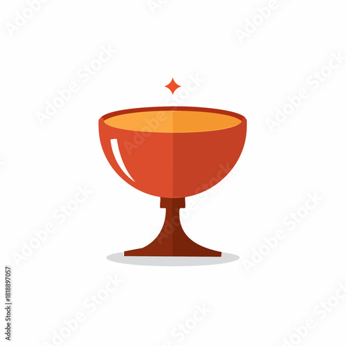 Ancient Red Goblet with Golden Elixir or Holy Grail Vector Icon