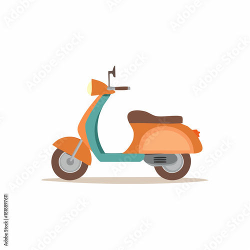 Retro scooter cartoon, isolated moped vector illustration, vintage motorcycle transport, scooter transport