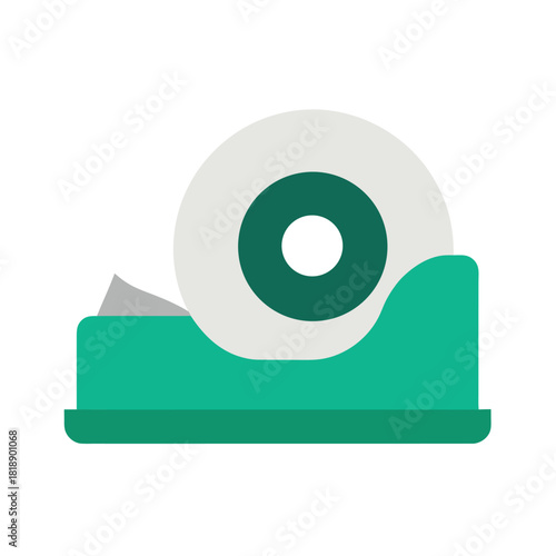 Flat Tape Dispenser Icon Minimal Color Clean Office Stationery Tool Line Art Vector illustration