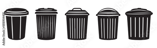 Trash Can Icon Vector – Waste Bin Illustration Design. Garbage Container Symbol. Waste Container Vector.