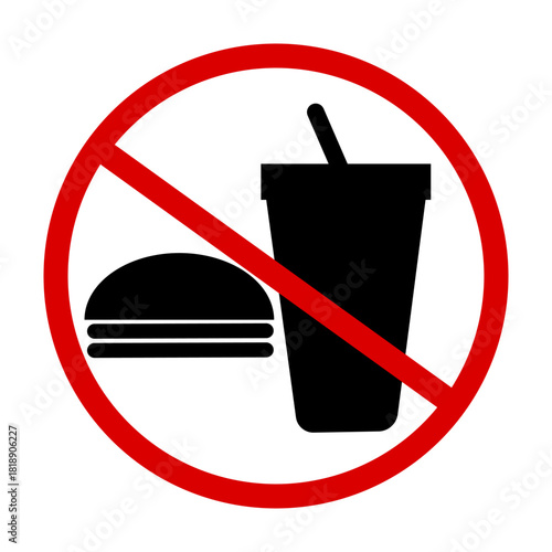 Warning is prohibited from eating and drinking. The prohibition symbol is not allowed to eat and drink.