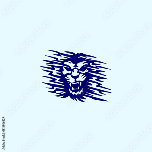 A fierce angry lion with a blazing fiery mane, illustrated as a dramatic mascot logo. Ideal for sports teams, gaming brands, energy companies, and powerful identity visuals.