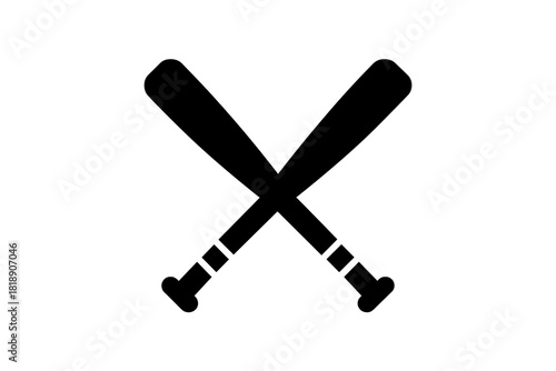 Two crossed baseball bats representing athletic equipment and sports competition