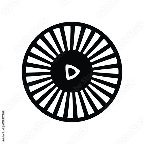 Abstract Circular Design with Play Icon Modern Geometric Art for Multimedia or Navigation