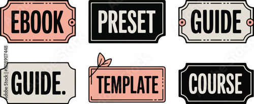 Retro style design elements for ebooks presets guides templates courses