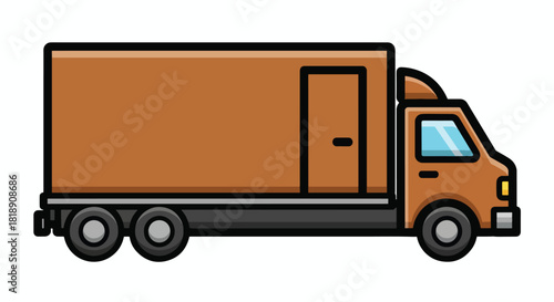 Logistics & Cargo Brown Box Truck Icon