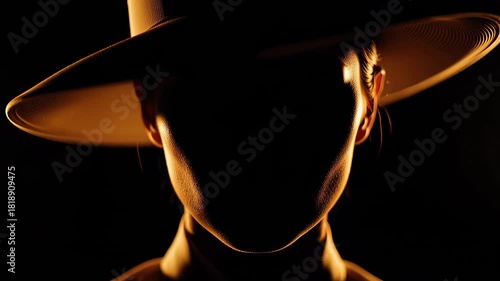 Illuminated silhouette of a beautiful woman in a dark room captures mystery and elegance