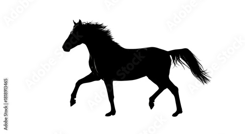 Horse Illustration: Silhouette, dark, dramatic mood, conveys power for use in posters, digital art, branding, and artistic projects.