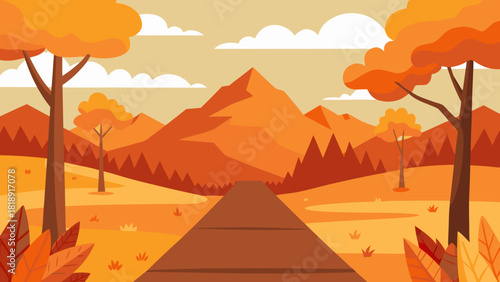Autumn Forest Landscape Vector