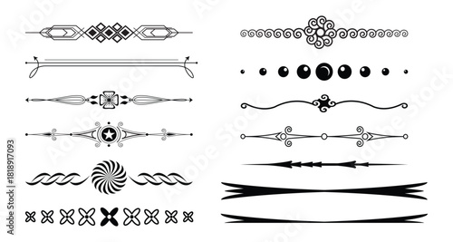 calligraphic design elements, Collection of elegant vintage decorative ornaments and dividers