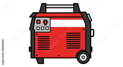 Robust Red Portable Welding Machine - Flat Design Industrial Tool Illustration