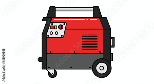 Portable Red Inverter Welder - Flat Design Vector Illustration of Industrial Power Tool