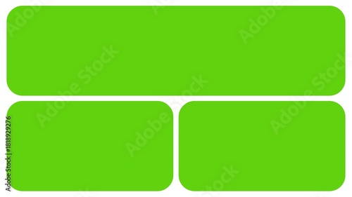 bento or collage animation with green multiscreen slide show shapes animation with green screen