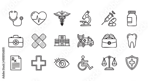 Medical doodles set vector illustration healthcare and medicine concepts