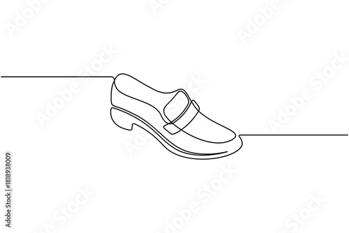 Continuous line drawing formal shoe with gear symbol design. vector illustration