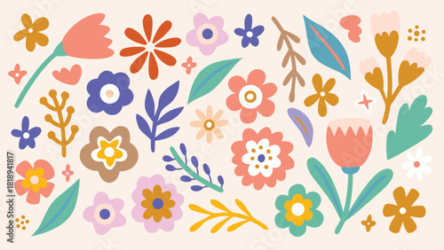 Whimsical abstract botanical design with pastel indigo hues and organic shapes perfect for decorative backgrounds and artistic applications