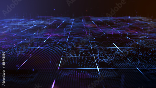 Fototapeta Naklejka Na Ścianę i Meble -  Futuristic digital geology terrain, digital data telemetry and engineer topography with contour lines. 