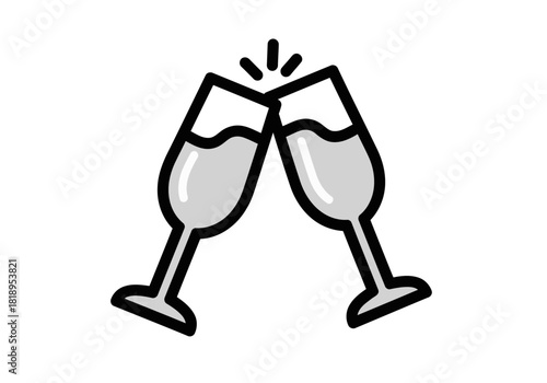 Clinking Champagne Glasses Icon for Celebration