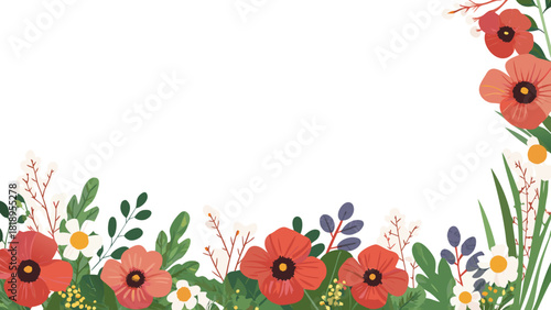 Vibrant red poppy floral pattern with a whimsical and colorful texture perfect for decorative applications and design projects