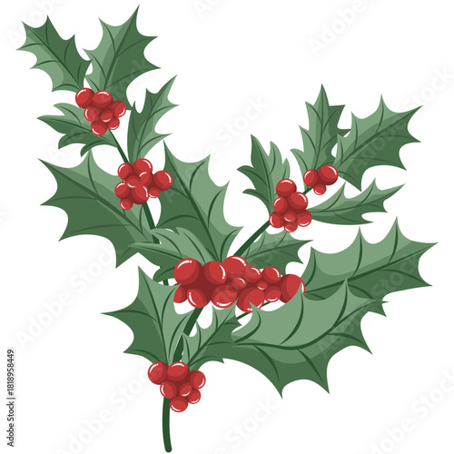 christmas frame with holly berries