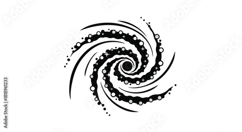 Abstract swirling vortex with light particles against a dark background, suggesting cosmic energy or a black hole.