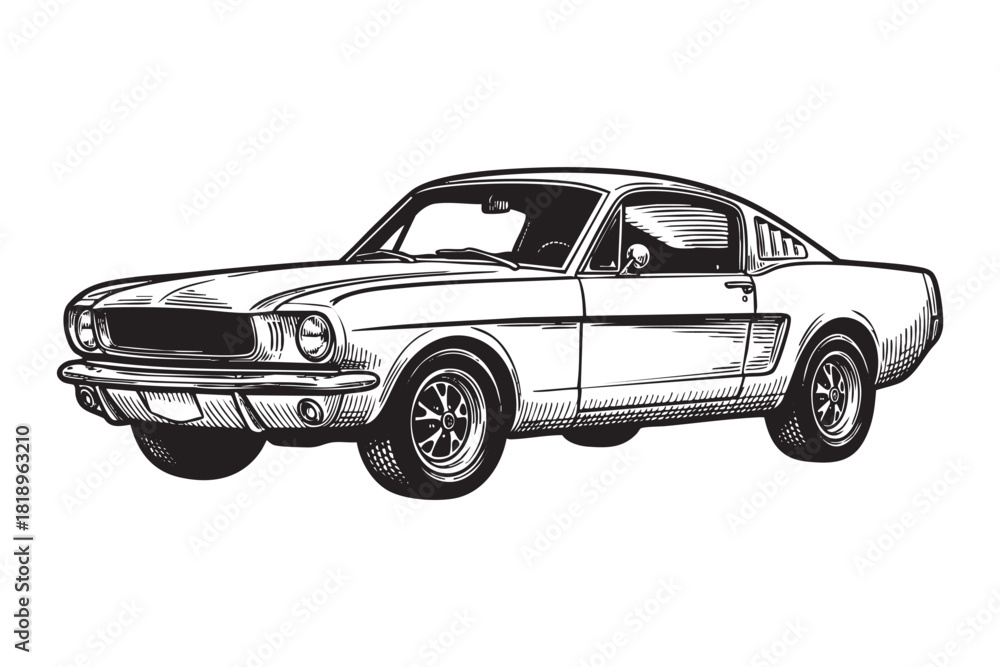 Fototapeta premium american muscle car engraving vector 