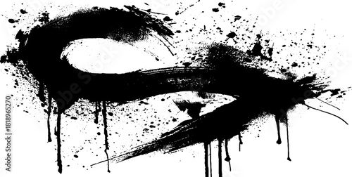 Black ink splatter art featuring a grunge rune symbol for tattoos or design