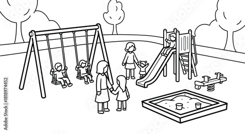 Children playing in the park illustration