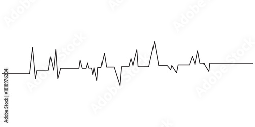 Continuous line representing a heartbeat outline vector art illustration, Heart beat one line. Continuous lines heart beats drawing. Wave pulse. Hand draw heartbeat. Design heartbeat for print. Black.
