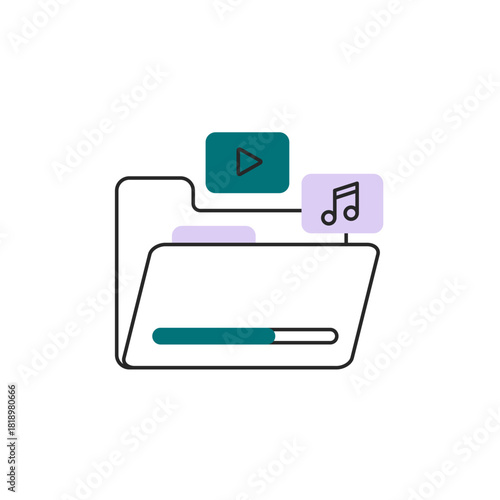 Import files icon. Vector linear illustration isolated on a white background.