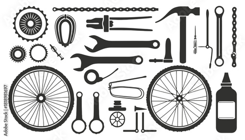 Bicycle repair tools vector illustration for bike maintenance
