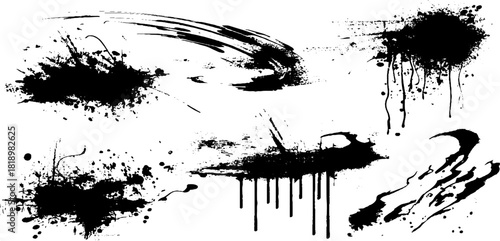 Comet-inspired ink splatter and brushstroke design for creative projects