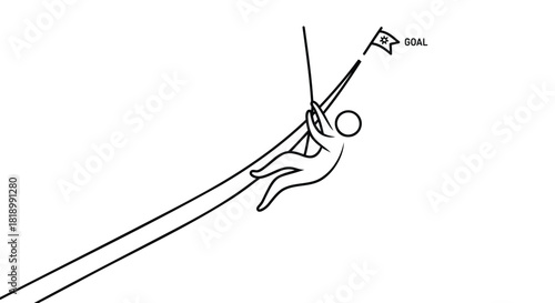 Vector illustration of a hand holding a compass with a flag, symbolizing navigation and exploration.