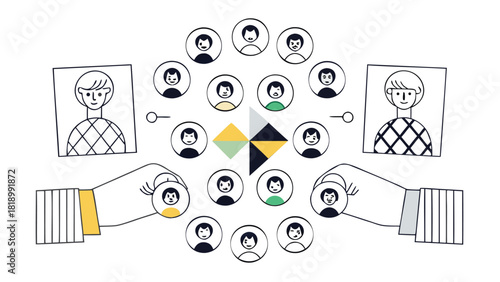 Two hands exchanging a message bubble symbolizing communication connection and the transfer of ideas or information in a digital or personal context