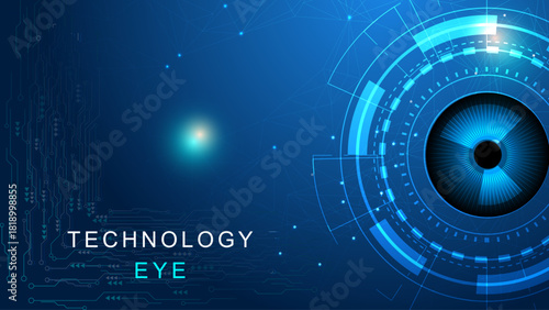 Technology eye futuristic concept biometric security scan digital data abstract blue background science innovation