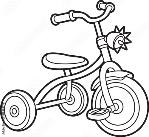 child tricycle Simple black line art drawing