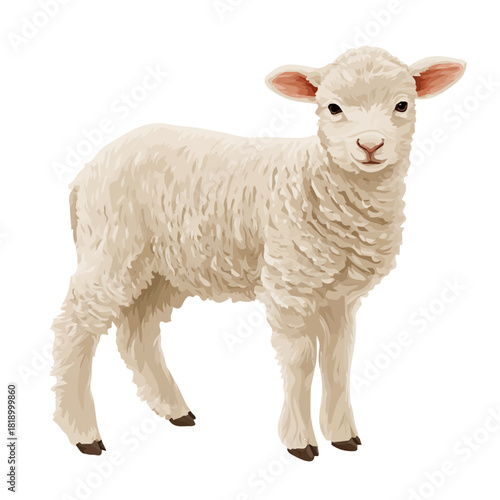 2D flat vector graphic of a Lamb in icon style, isolated on white background